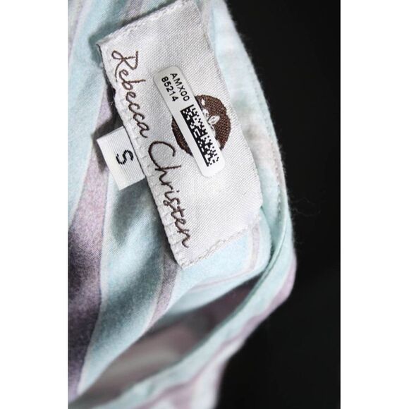 Rebecca Christen Womens Striped Button Down A Line Dress Blue Purple Size Small - Picture 4 of 10